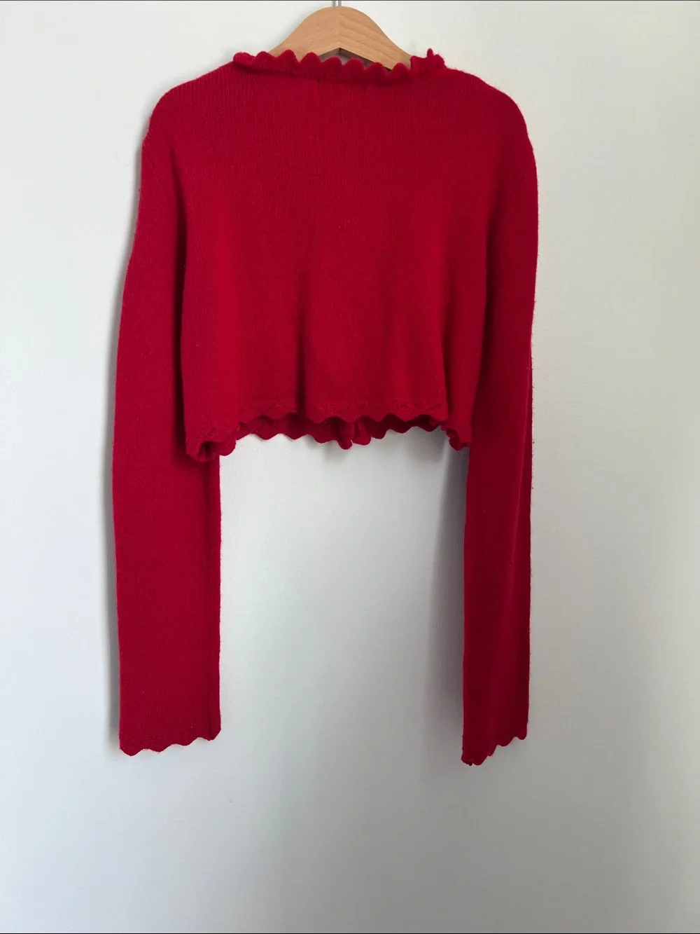 Polo by Ralph Lauren | Kids Bright Red Cropped Cardigan Scalloped Edges Sz XL - Picture 6 of 11